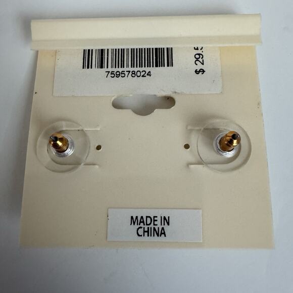 NEW Brooks Brothers Turquoise Gold Enamel Stud Earrings Nickel Free Button Style - Picture 4 of 5